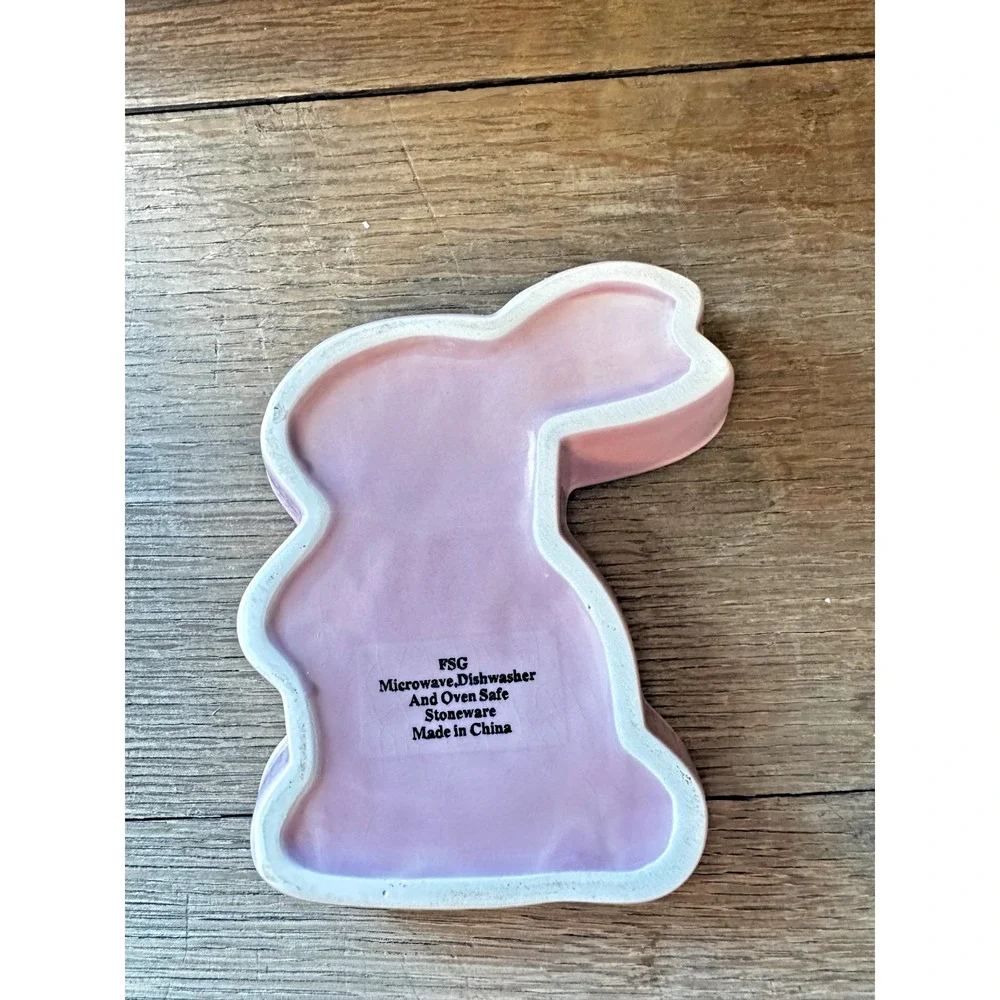 Ceramic Pink Easter BUNNY RABBIT BAKING DISH Bakeware Oven Mold 4